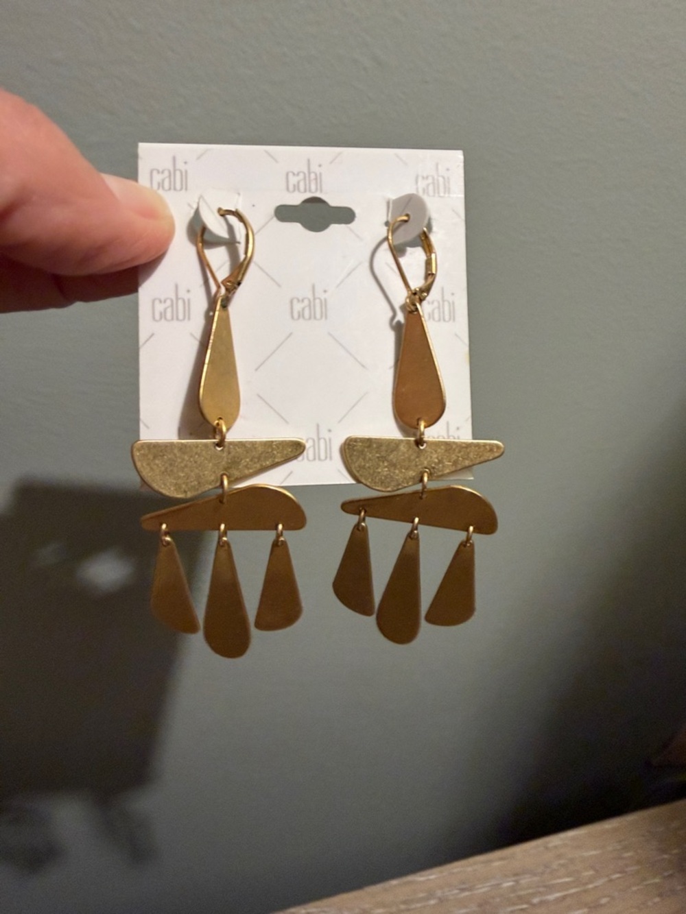 CAbi Brushed Gold Multi-Drop Chandelier Earrings - Picture 3 of 3
